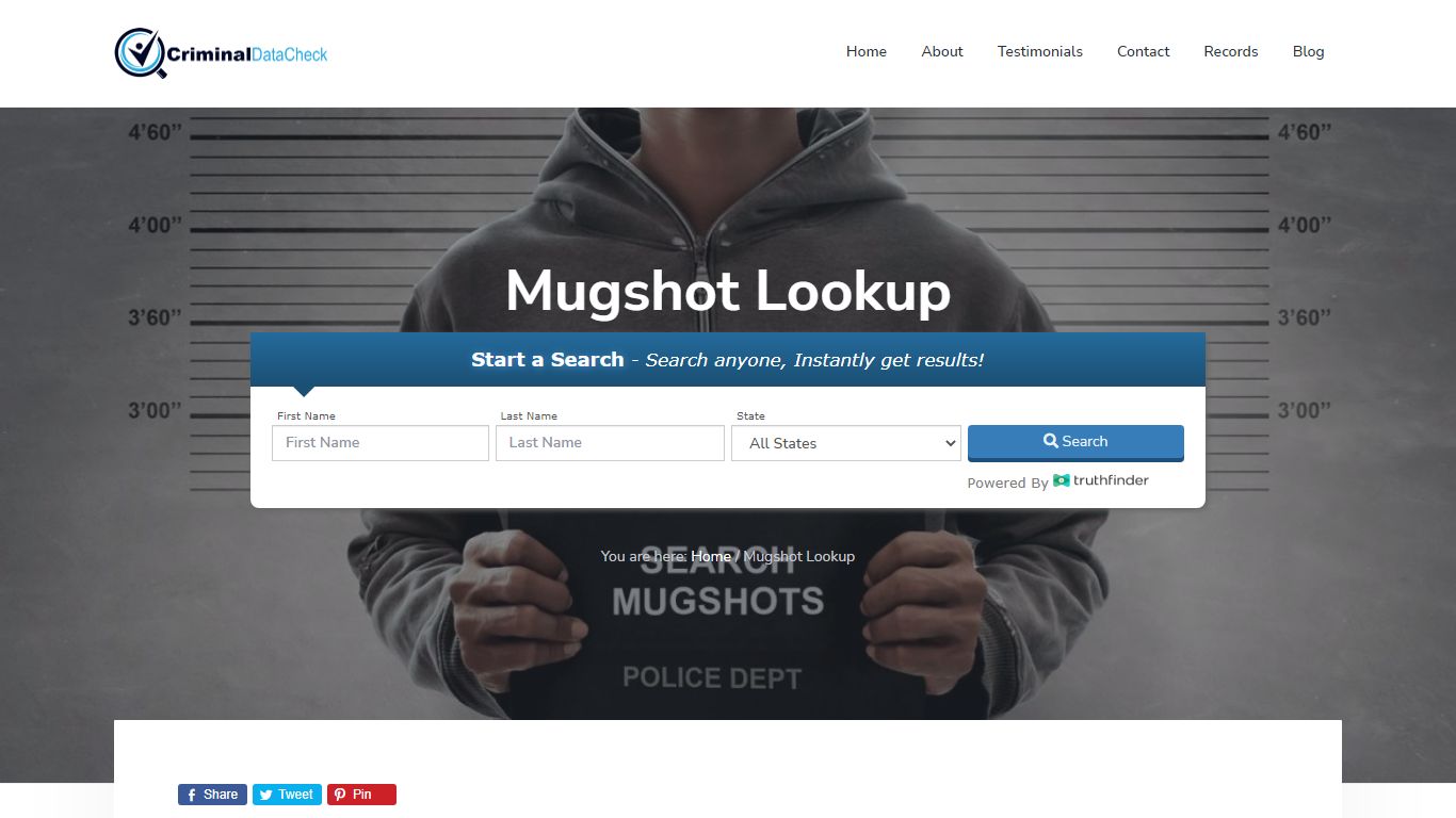 Mugshot Lookup - Criminal Data Check